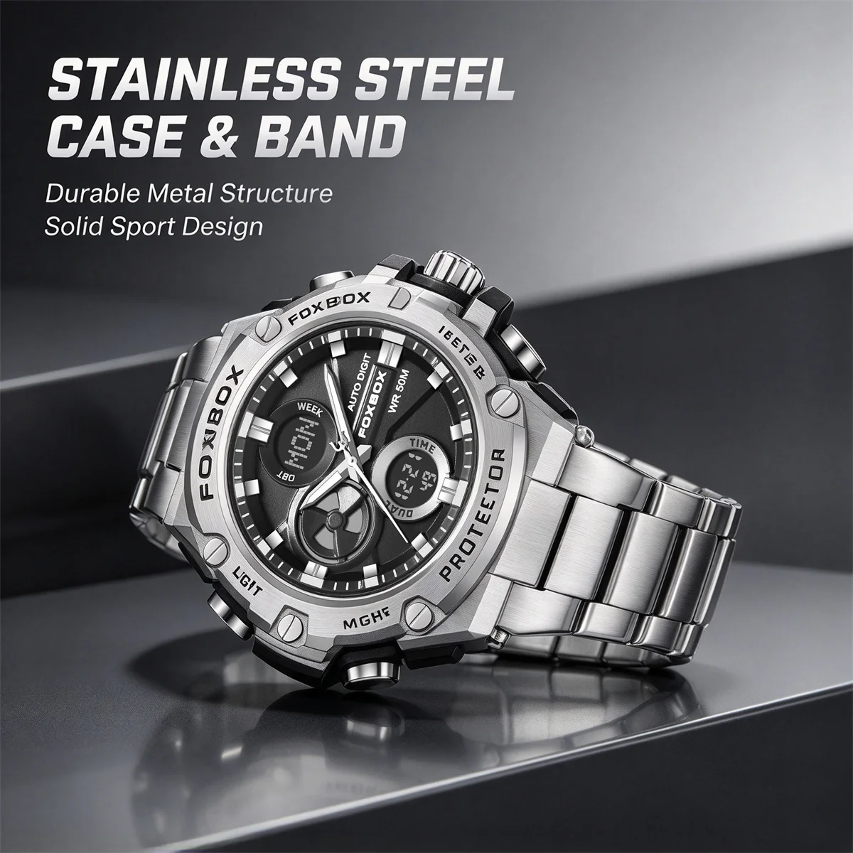 Top LIGE fashion watch  brand men quartz wristwatches dual display watch waterproof LED Gifts for men clock Relogio Masculino