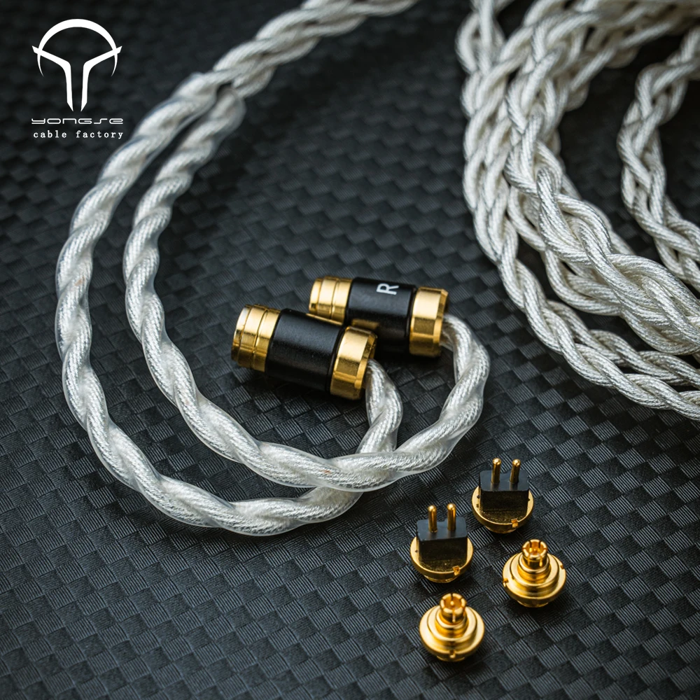 Yongse Britney 20Awg argent Sterling mise à niveau câble d'écouteur commutable défaut 3.5mm + 4.4mm prise 2pin 0.78 + MMCX broche