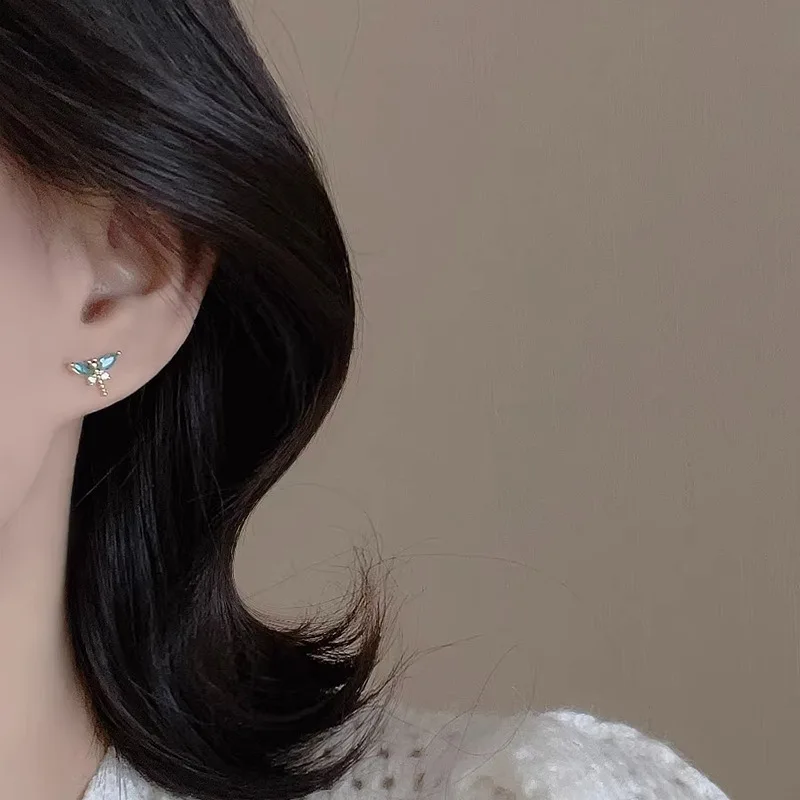 Korean Exquisite Spider Butterfly Insect Earrings For Women Bling Zircon Stud Earring Girl Wedding Party Sweet Jewelry Brincos