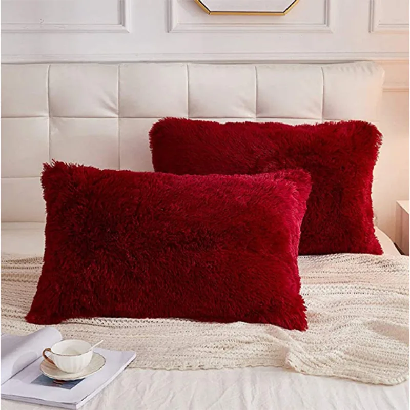 Nordic plush rectangular pillowcase, crystal plush mink plush pillow solid color pillowcase (50x70cm one pillowcase)