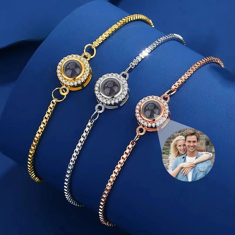 

Браслет с изображением на заказ, персонализированный браслет для фотопроекции, регулируемые браслеты для женщин, подарки на годовщину
