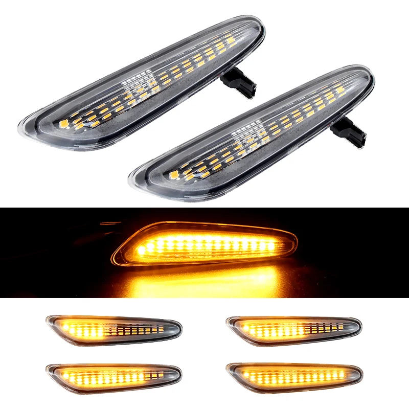 2pcs for BMW Led Dynamic Side Marker Turn Signal Light Sequential Blinker Light for E90 E91 E92 E93 E60 E87 E82 E46 Error Free