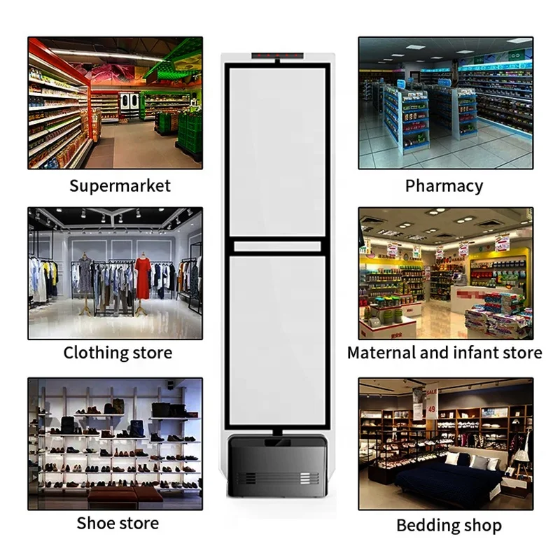 Clothing Shoe Glasses Watches Jewelry Anti-theft System Transparent Acrylic Antenna Black ABS Base 58KHz AM EAS Detection System