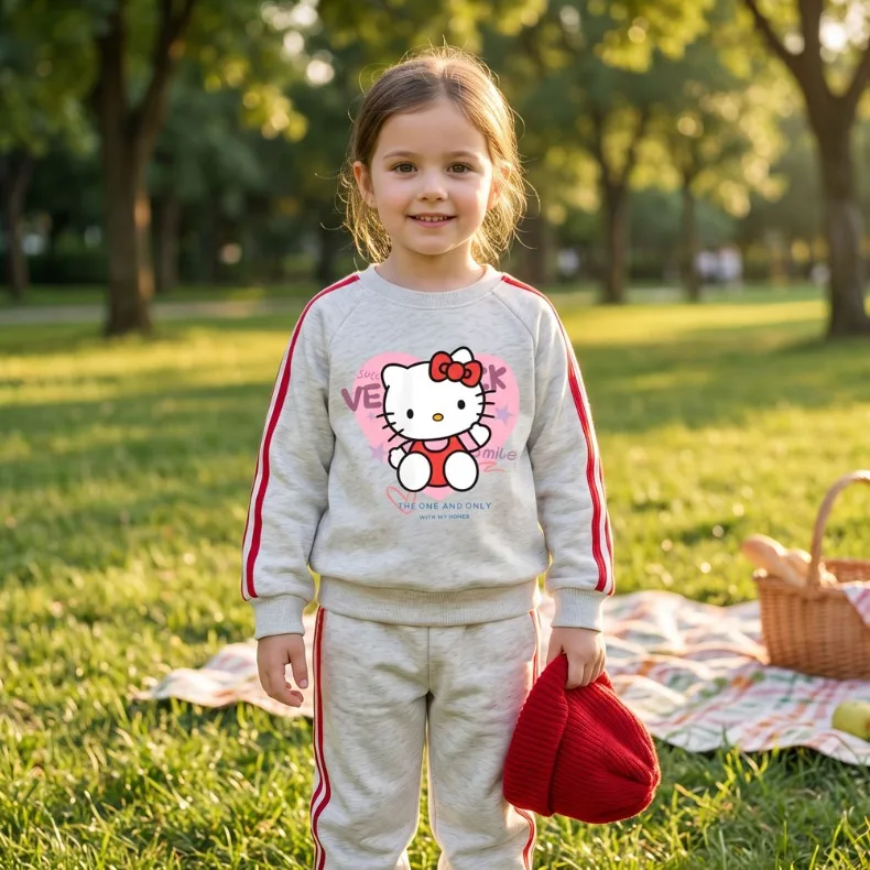 Herbst-Winter-Mädchen-Freizeit-Sweatshirt+Jogginghose 2-teiliges Set Kinder O-Ausschnitt Hoodie+Lange Hose 2-teiliger Anzug Kinder-Trainingsanzug – Detail 4
