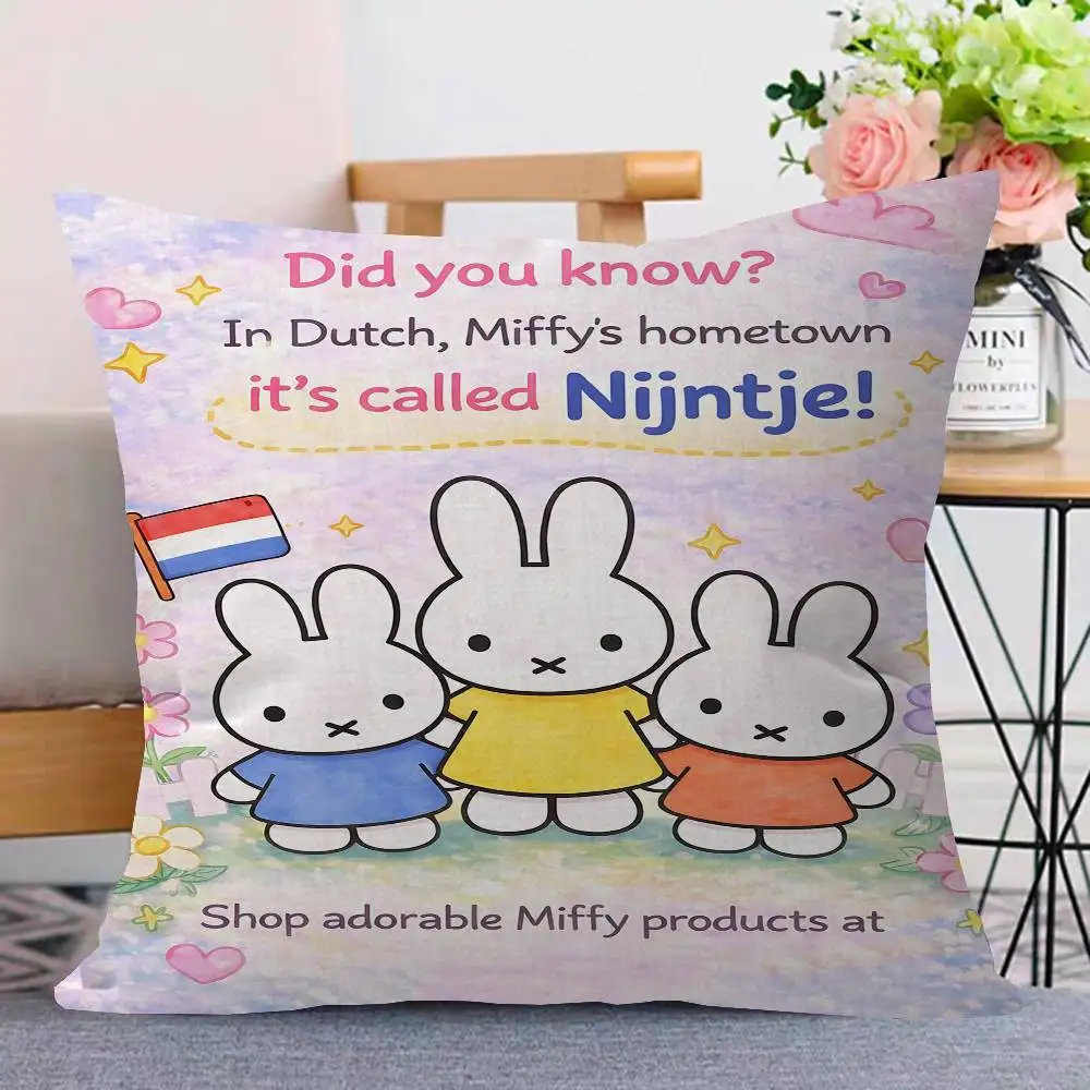 Cute M-MiffyS-ES Cartoon Pillow Anime Pillow Sofa Bed Head Pillow Cover Cushion Cover 45x45 cm Fashion