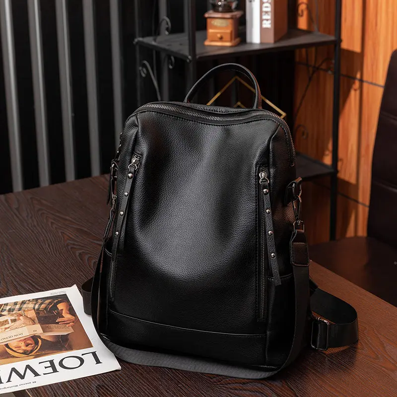 Women Backpack 2026 New Fashion Soft Leather Versatile Convertible Bag Large Capacity Travel School Bag