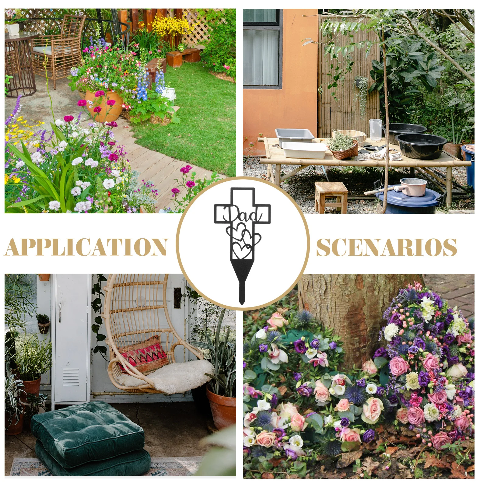 

Double Heart Memorial Stake Garden Ornament Cemetery Decoration Pet Memorial Stones Creative Stake Adornment