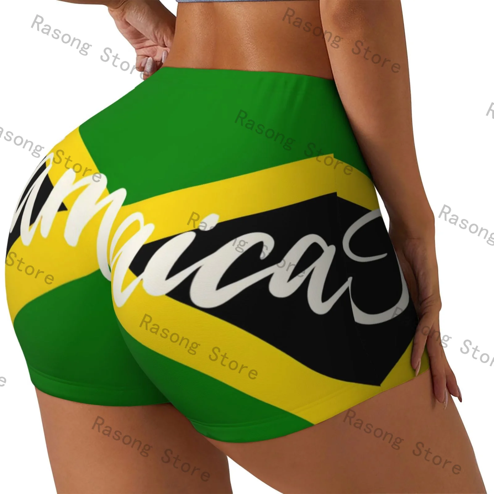 Short Cargo Randonnée Femme Taille Haute - Imprimé Drapeau Jamaïque, Poches Sécurisées, Tissu Respirant Et Confortable Pour Sport & Loisirs