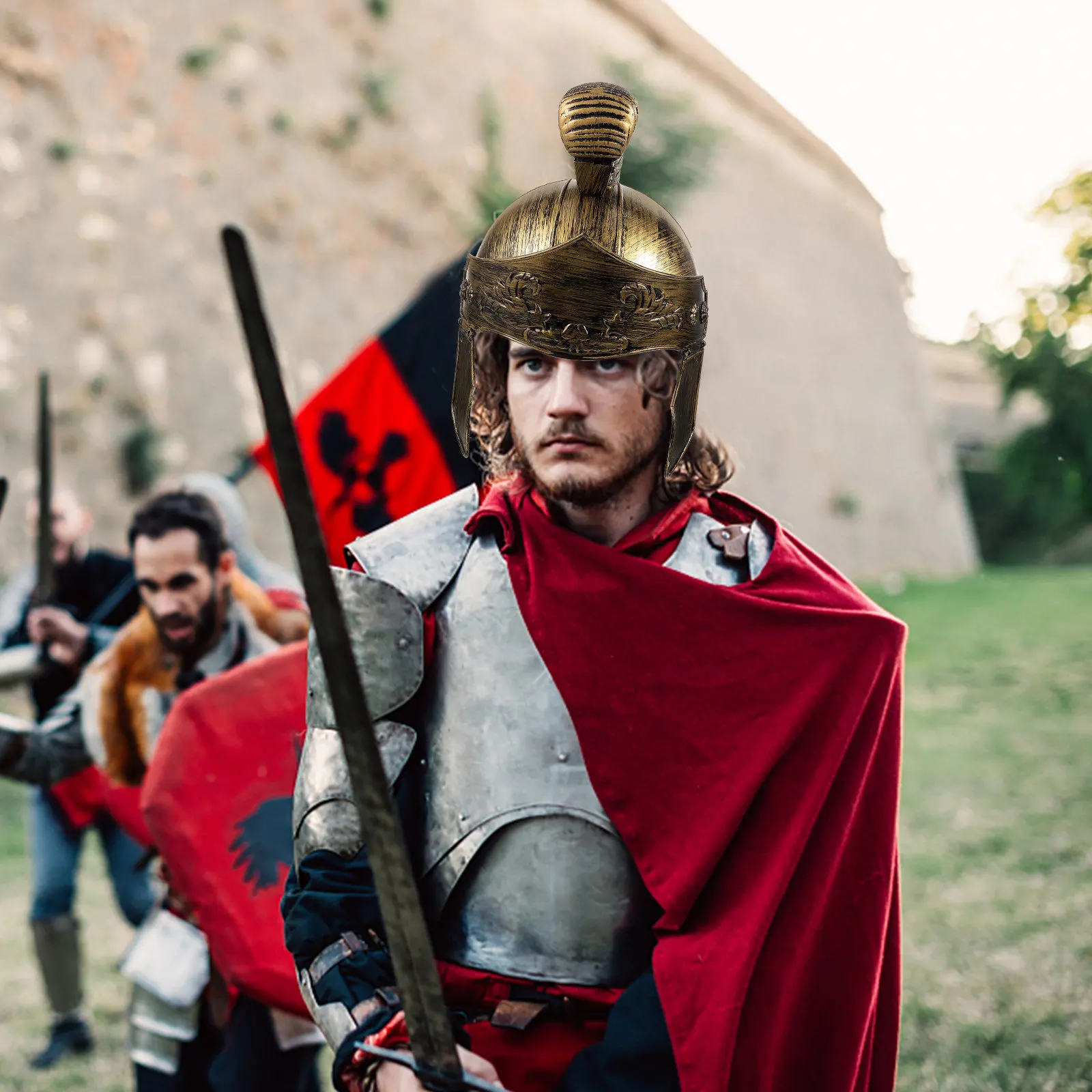 Roman Soldier Vintage Style Easy on Off Lightweight Breathable Cosplay Headgear Party Carnival Decoration Prop Adult