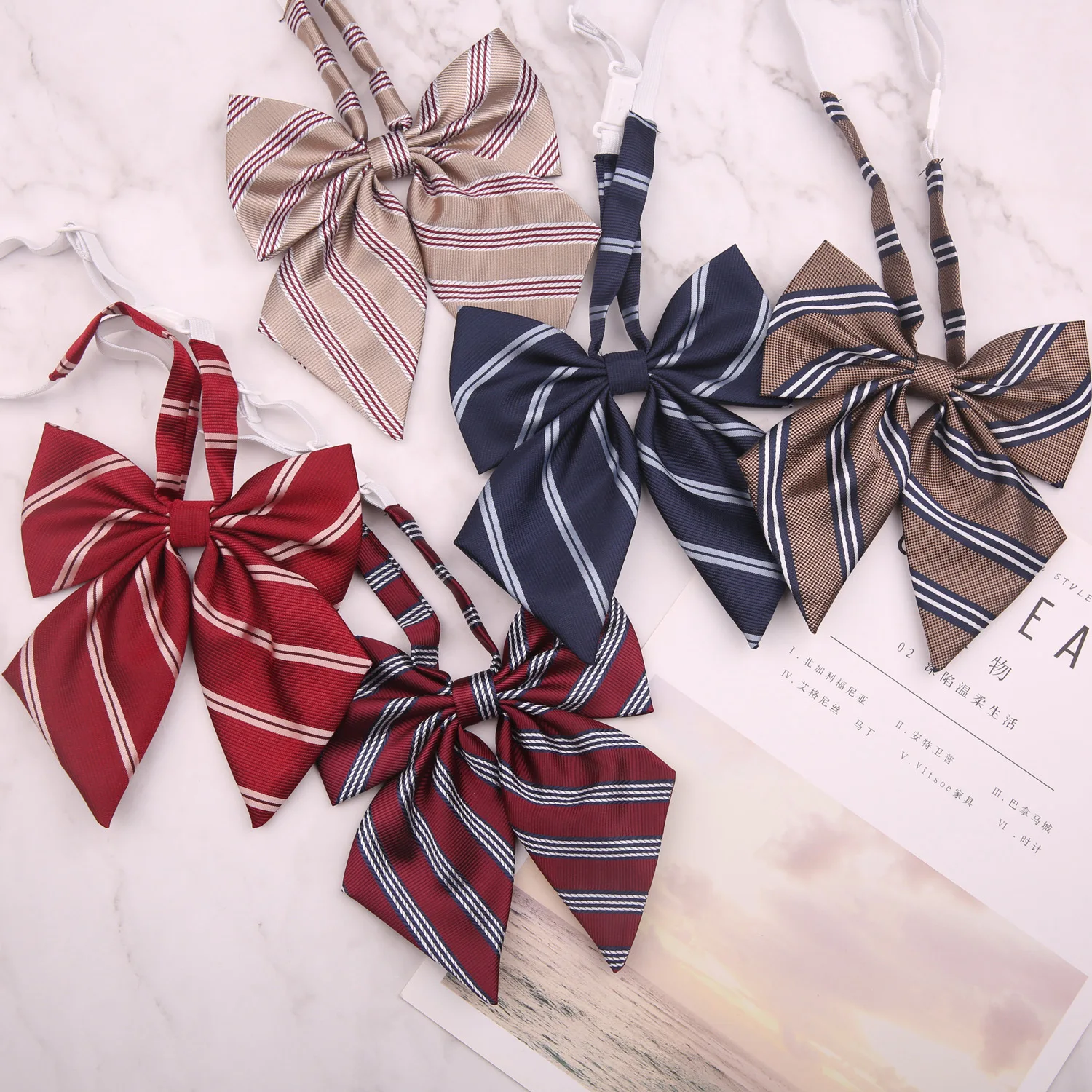 Japanese JK Bow Ties 12*12.5CM College Style Polyester Bowties for Women School Party Daily Shirt Butterfly Cravat Birthday Gift