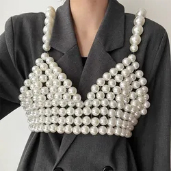 Women's Fashion Pearl Knitted Vest Corset Female Cummerbund Coat Waistband Dress Decration Wide Belt  J307