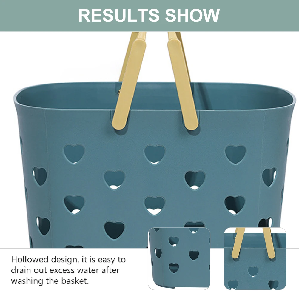 

Stylish Love Bathing Basket Shower Storage ganizer Hollow Out Plastic Container Ergonomic Handle Bathroom Sundry Holder Foldable