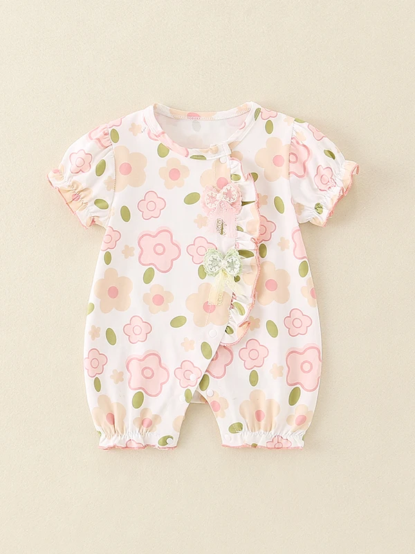 

Летний комплект для девочки: тонкий, милый, легкий комбинезон-полукомбинезон с короткими штанинами, средней посадкой на талии, для прогулок, легкая одежда