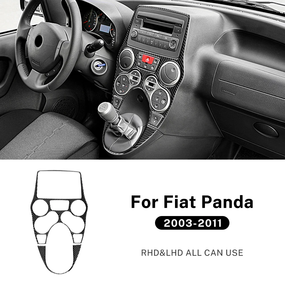Car Carbon Fiber Stickers For Flat Panda 2003-2011 Center Console Panel Gear Shift Frame Trim Auto Decoration Protector Sticker