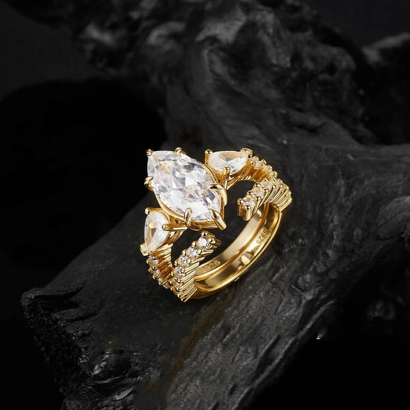 Sparkling Hip Hop Full Moissanite Ring For Men Original 925 Sterling Silver Jewelry Shiny Stylish Men's Moissanite Diamond Ring