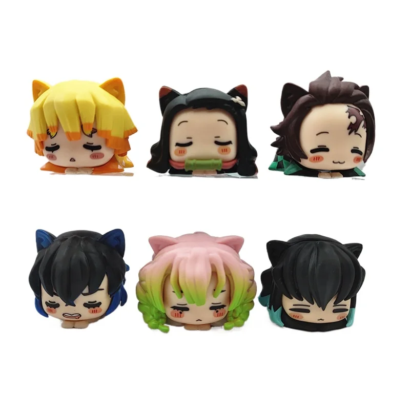 

Набор из 6 мини-фигурок аниме «Истребитель демонов»: Нэзуко, Танджиро, Зеницу, Иноске, а также фигурка спящей девушки с кошачьими ушками. Модели из ПВХ, кавайные игрушки-куклы.