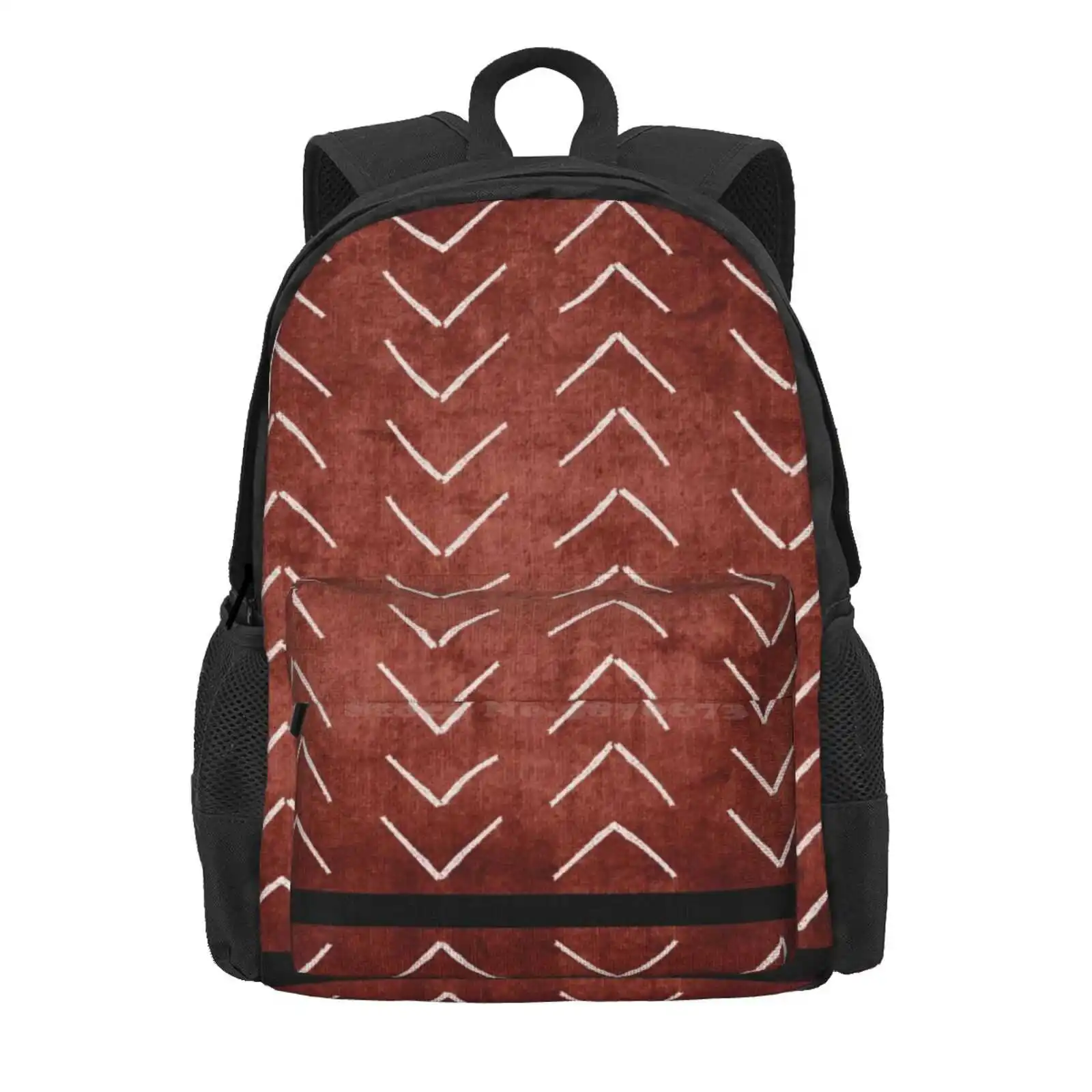 African Mud Cloth Boho Arrows White And Rust Terracotta School Storage Bag Student's Backpack African Mud Cloth Boho Mud Cloth