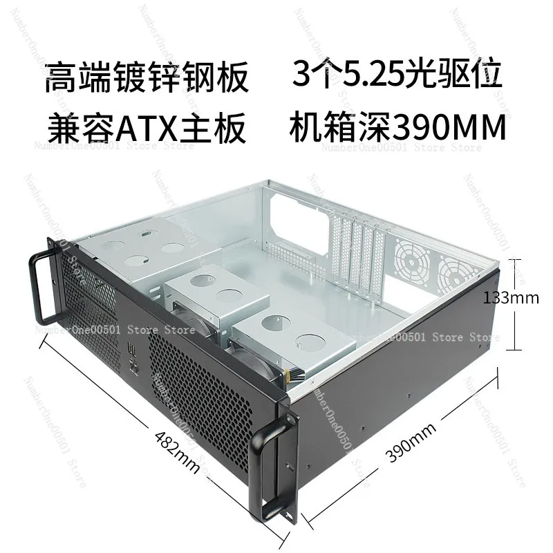 3U ความลึกสั้น 390 มม.แชสซีอุตสาหกรรม Rack Mount Multi HDD Bay เมนบอร์ด ATX แนวนอน Server พร้อมออปติคัลไดรฟ์