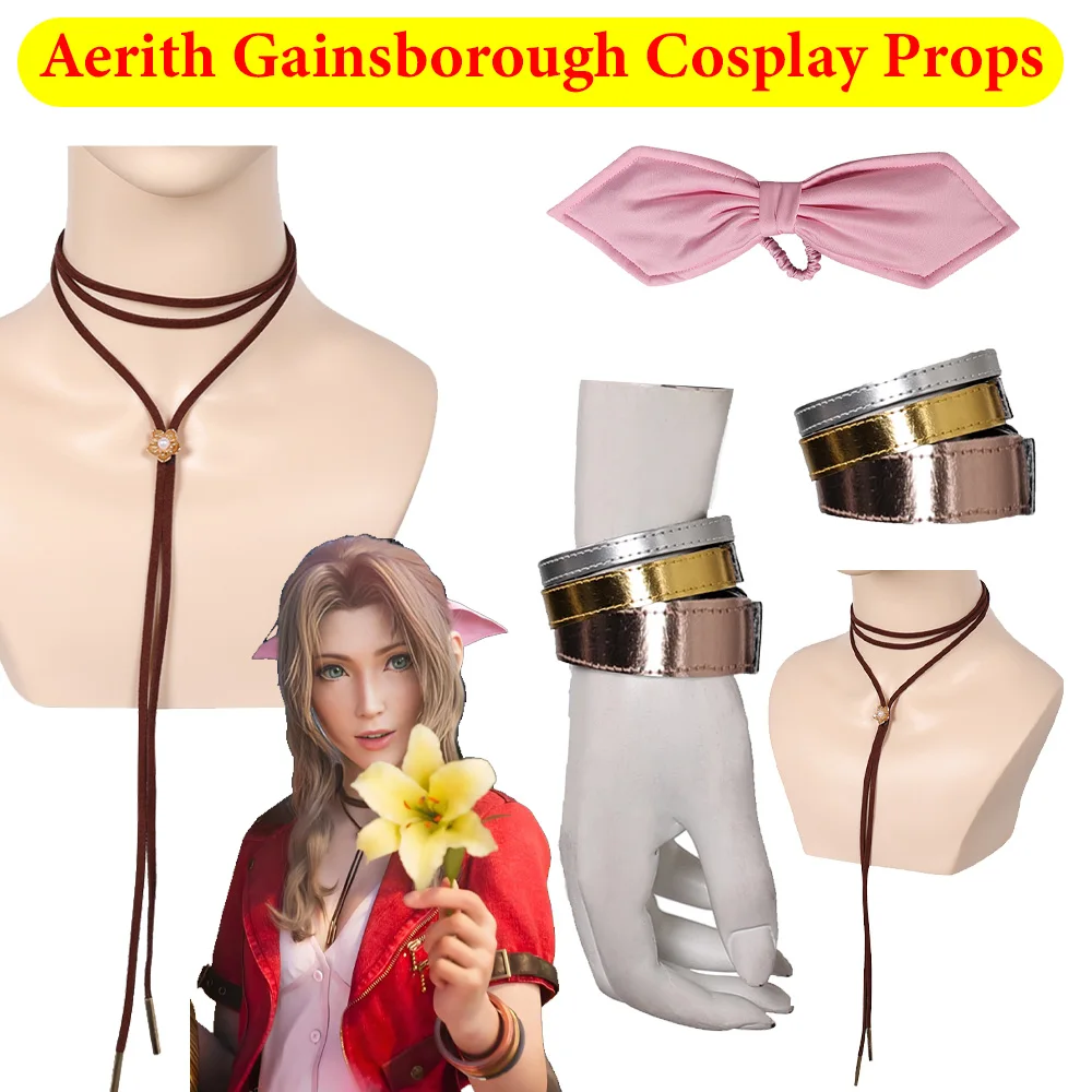 

Игра Final Aerith, браслет для косплея, галстук-бабочка, ожерелье, браслет в стиле фэнтези, головные уборы для женщин и девочек, головные уборы, аксессуары для костюмов, платье