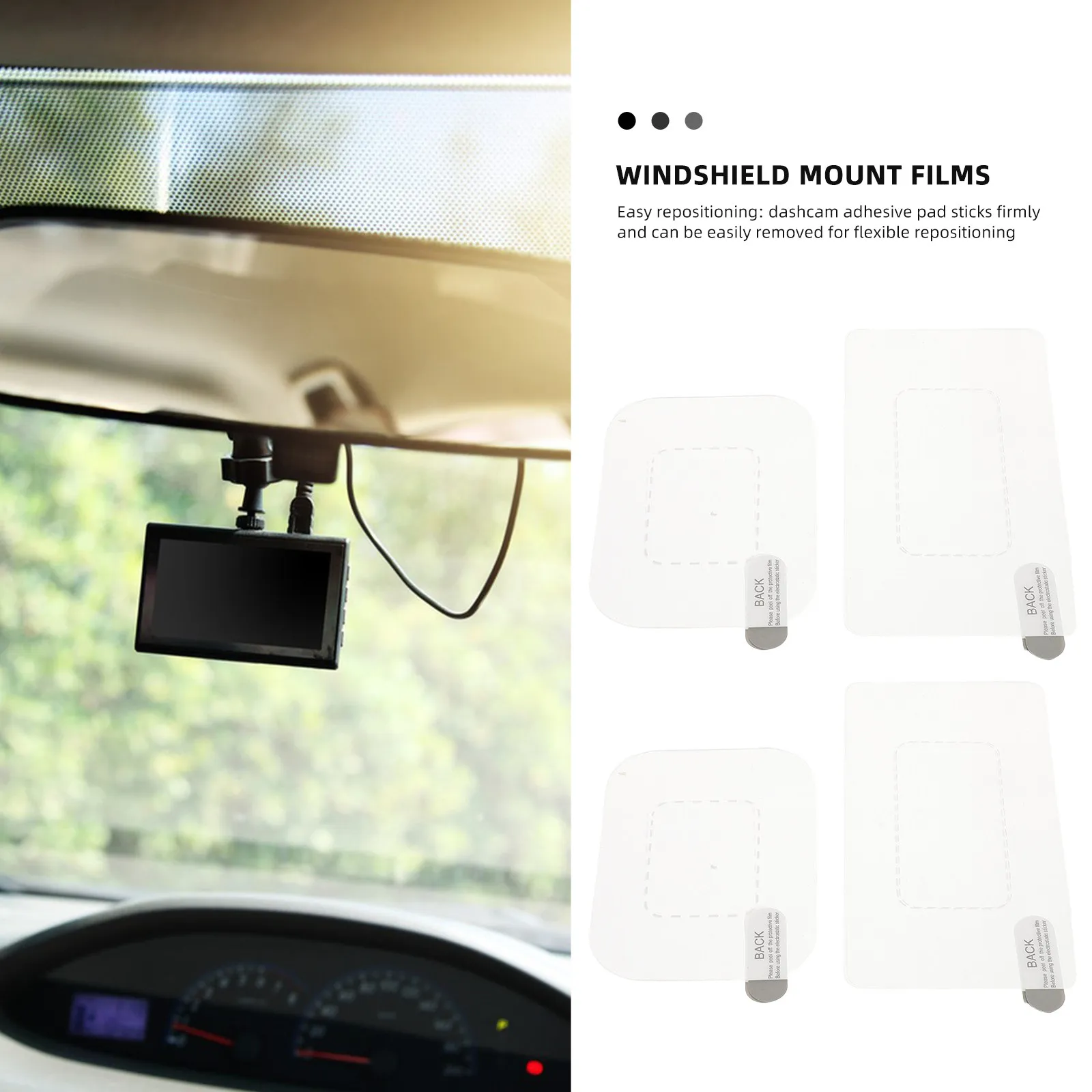 8Pcs Dashcam Windshield Static Sticker Film Electrostatic Mount Protection for Dash Recorder Clear Visibility Precise