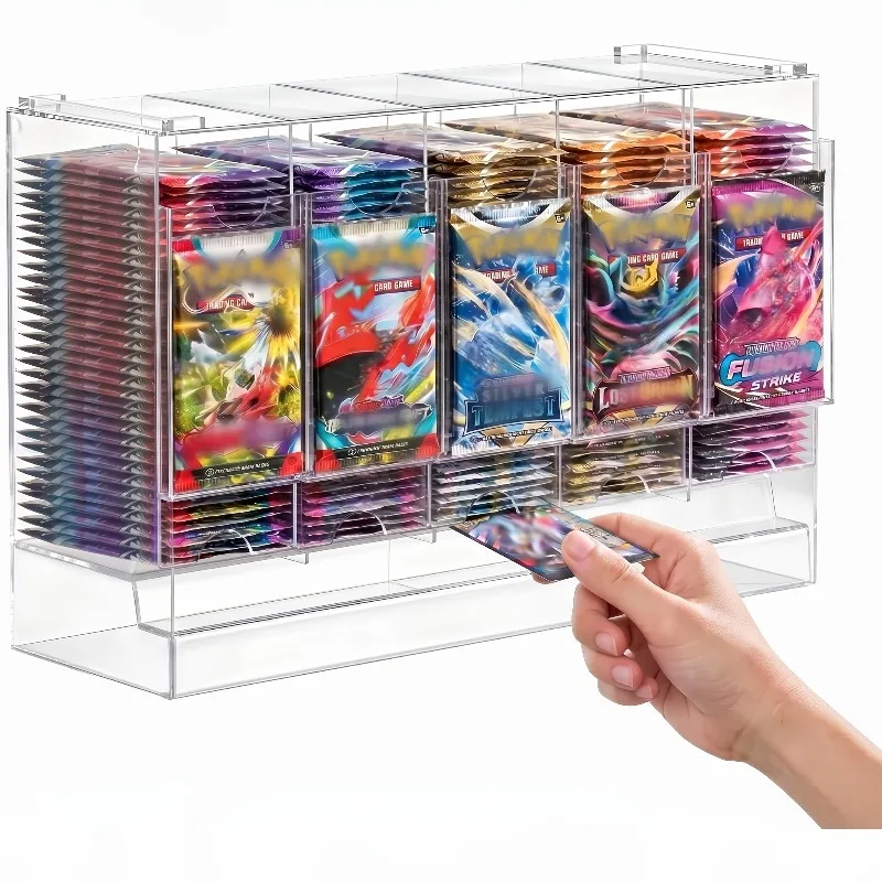 5-Slot Booster Pack Dispenser Organizer Transparent Acrylic Card Display Stand Holds 200 Trading Cards TCG Boosters Sports Card