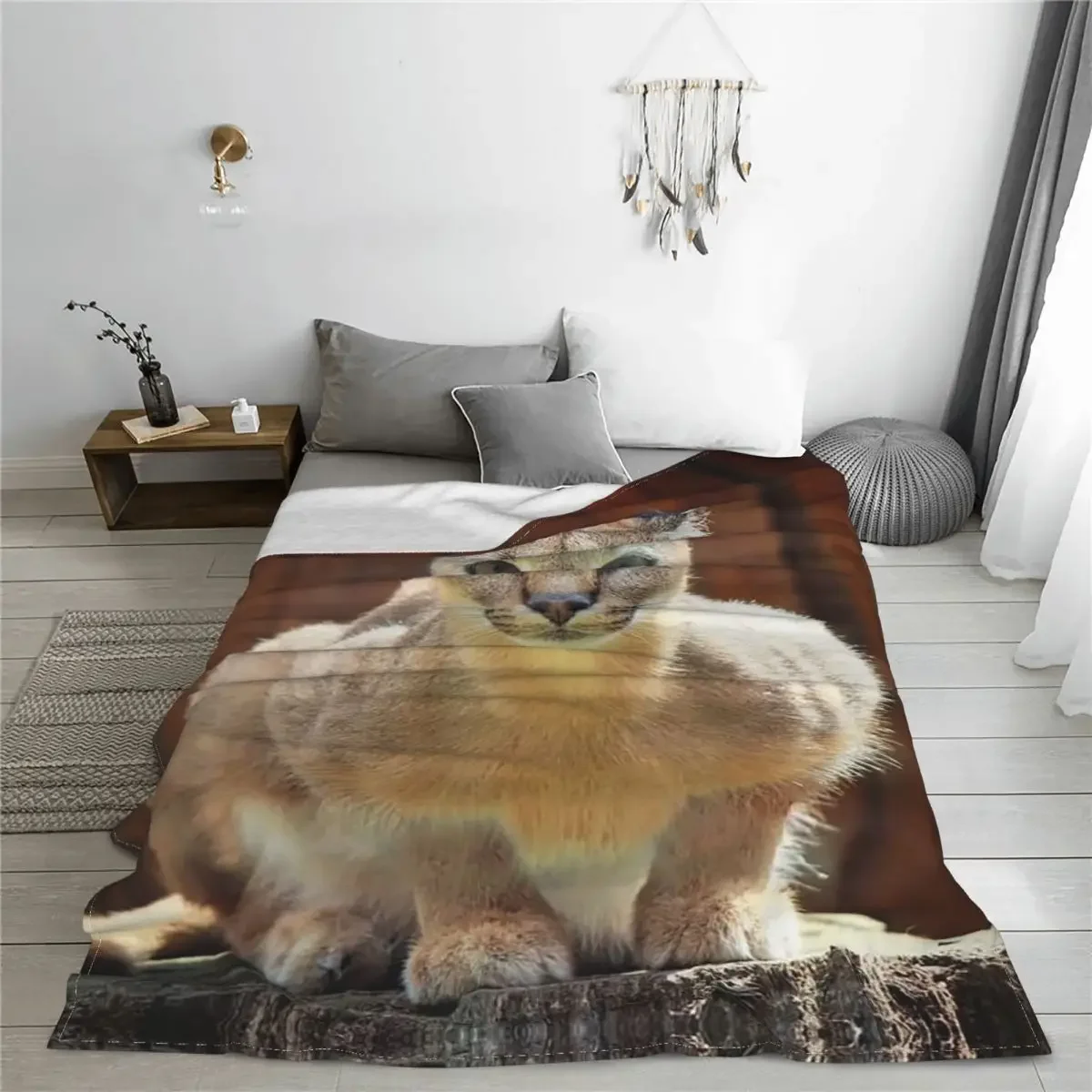 Caracal Cat Blankets Fleece Printed Floppa Animal Breathable Ultra-Soft Throw Blanket for Sofa Travel Plush Thin Quilt