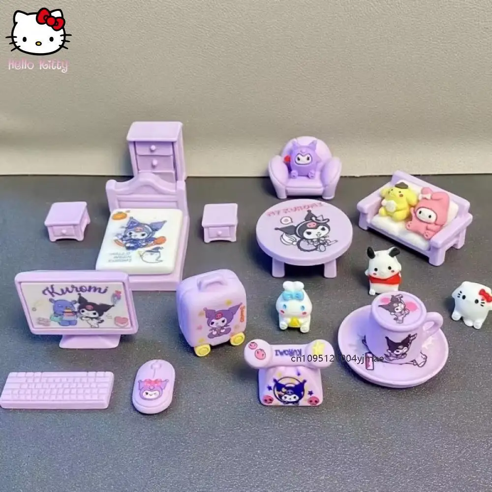 

Sanrio Kuromi Diy Action Model Toys Anime Tabletop Decoration Furniture Kid Christmas Gift Child Play House Melody Figure Toy