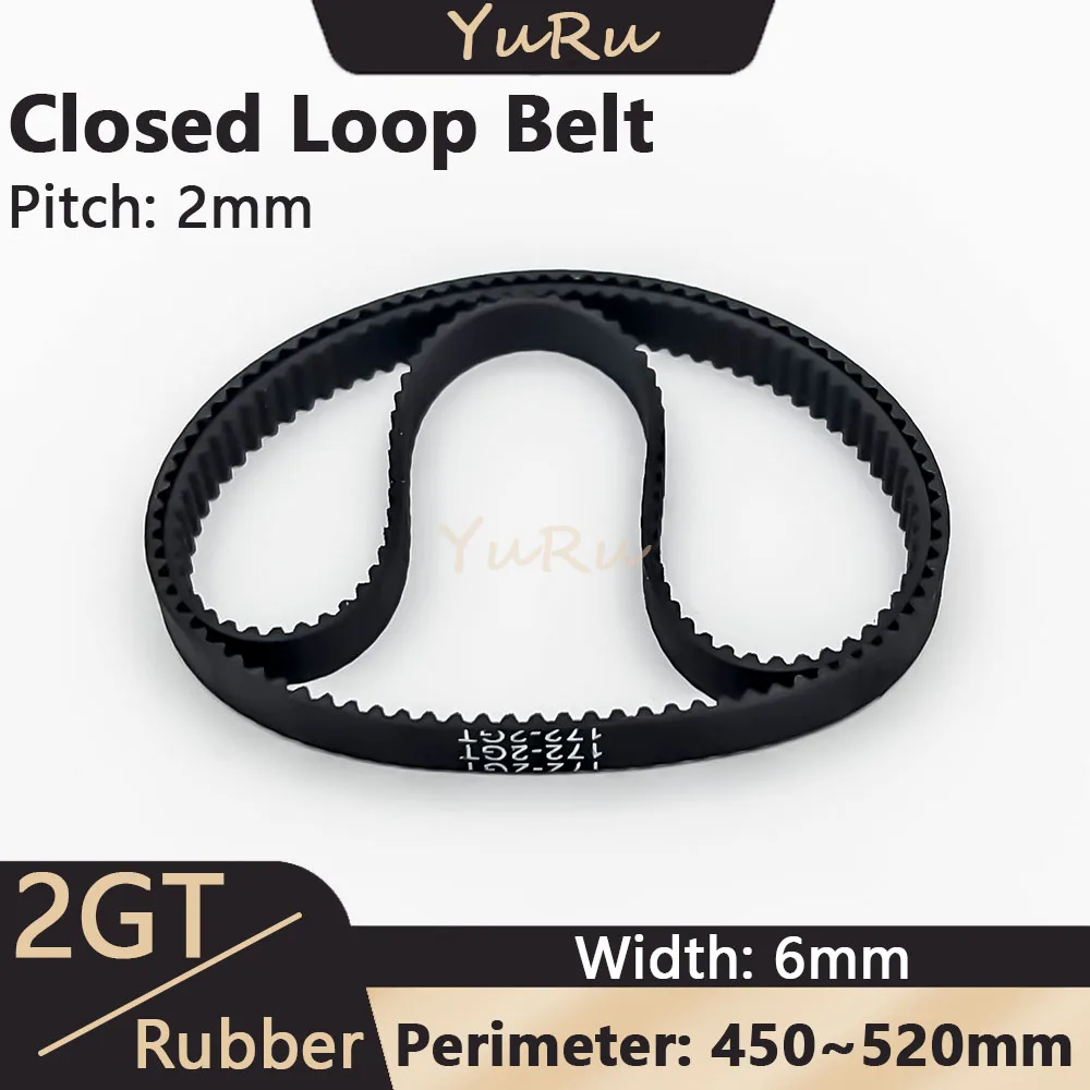 2GT 2MGT Closed Loop Belt Width 6mm Perimeter 450 454 460 466 468 480 484 488 494 500 520mm Rubber Timing Belt Synchronous Belt