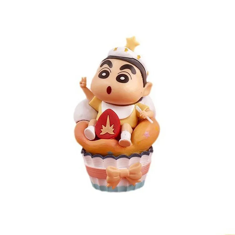 Figurines d'action Anime pour enfants, Crayon Shin-Chan, ornements de voiture au beurre Kawaii, modèle de collection, cadeau pour enfants, 6 pièces