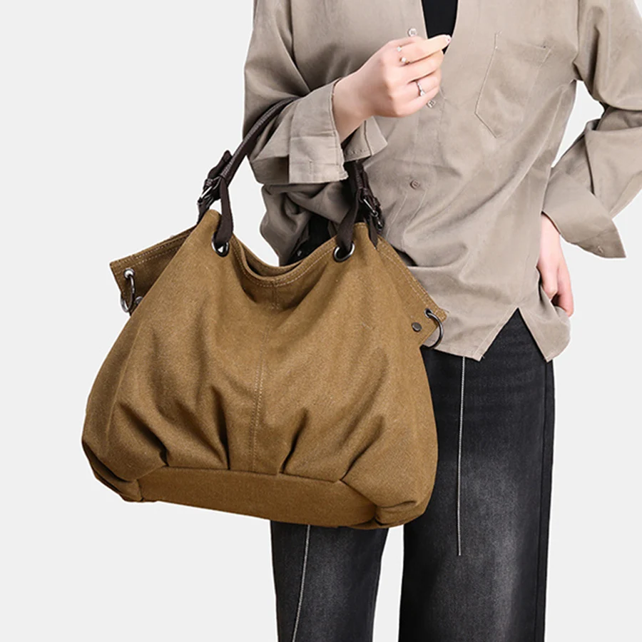 

Japanese-style retro totes bag women's commuting handbag large-capacity daily canvas shoulder crossbody bag sac a mains femme