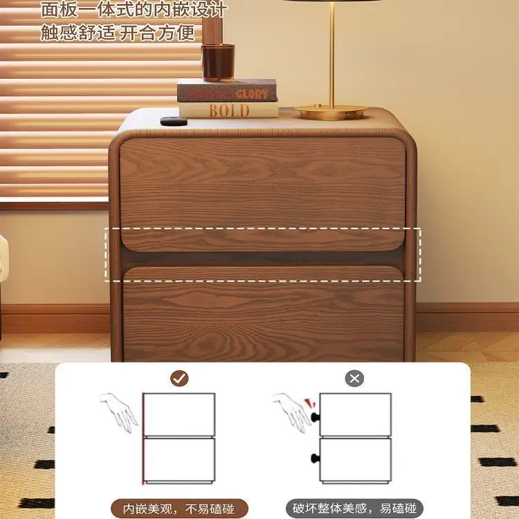 Bedside Table Solid Wood Household Bedroom 2026 New Small Medieval Cream Style Modern Simple Bedside Storage Cabinet