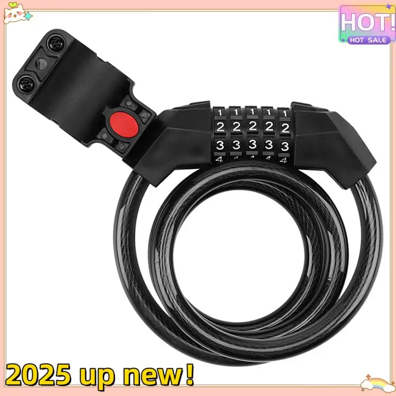 Classy-Bicycle Anti-Theft Code Lock Five-Position Bicycle Lock Portable Thicker And Steel Cable With Bracket Car Lock