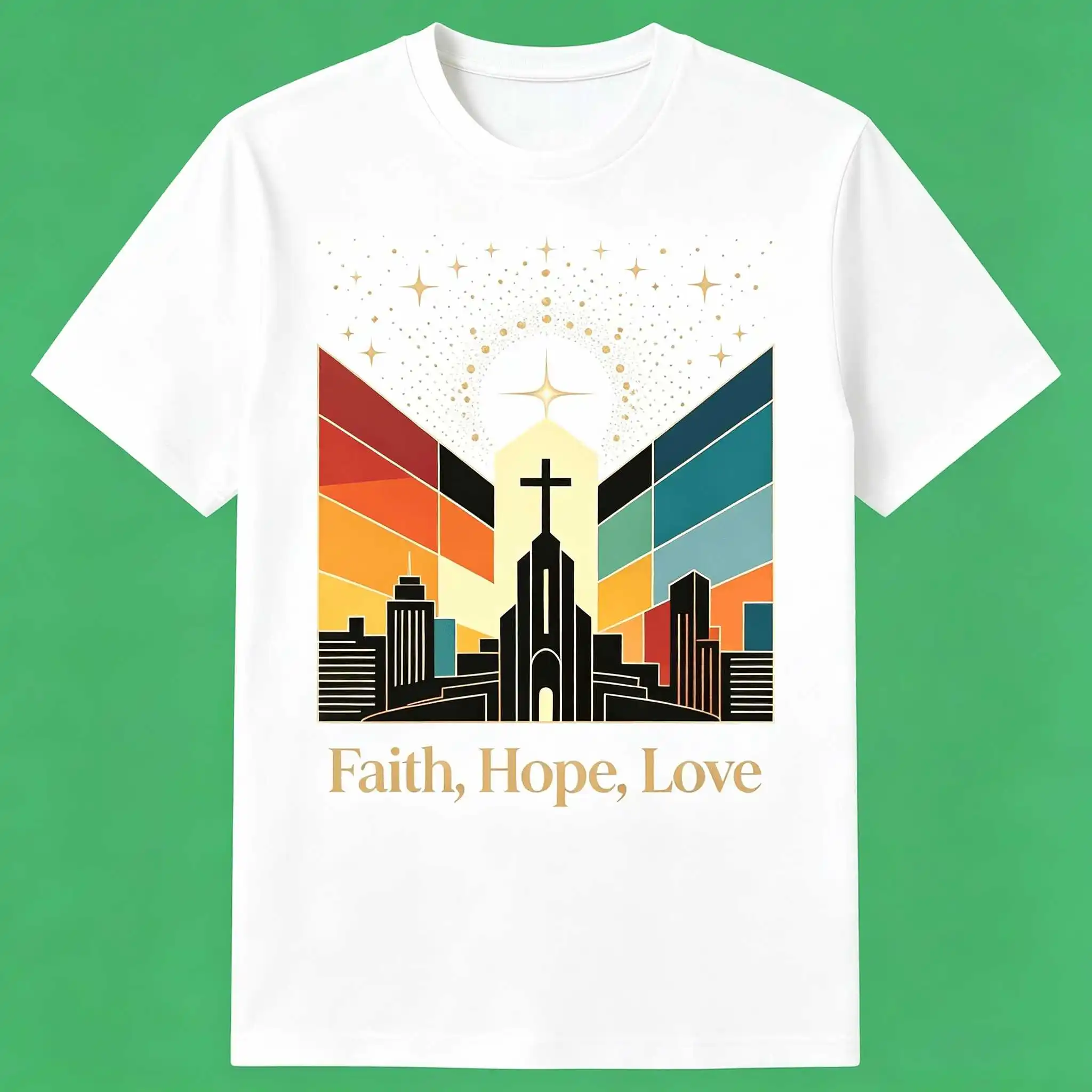 2026 New Faith Hope Love T-Shirt Vintage City Cross US Local Shipping Christian Tee