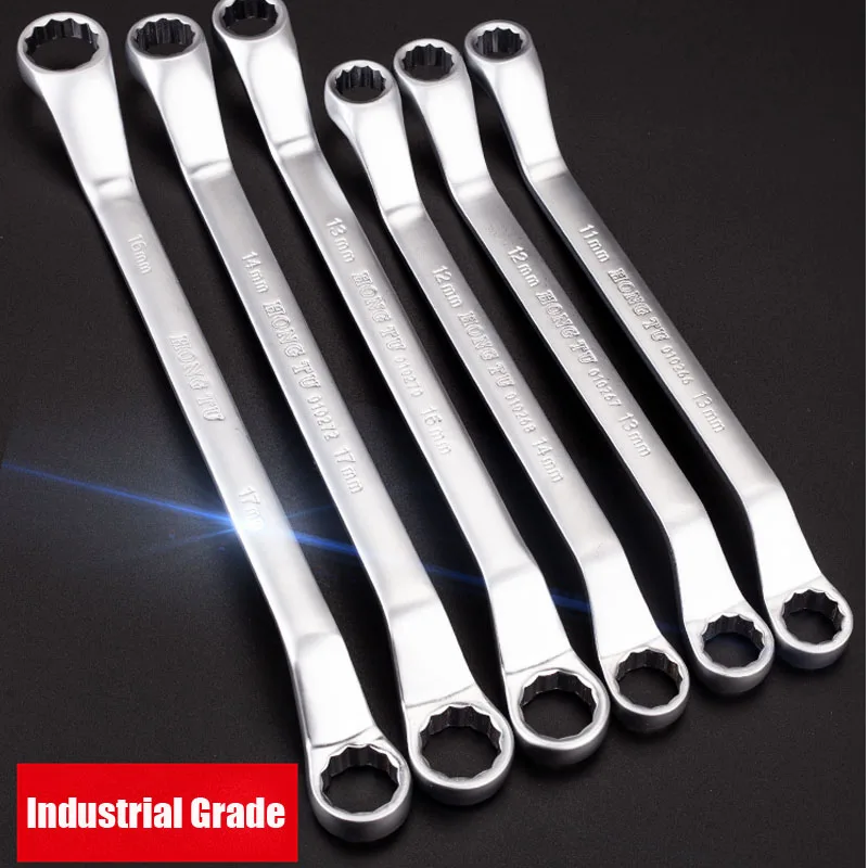 Offset Ring Spanner Double Head Combination Wrenches CR-V Alloy Rustproof Torx Dual Head Box end Wrench 45 Degree Offset Ring