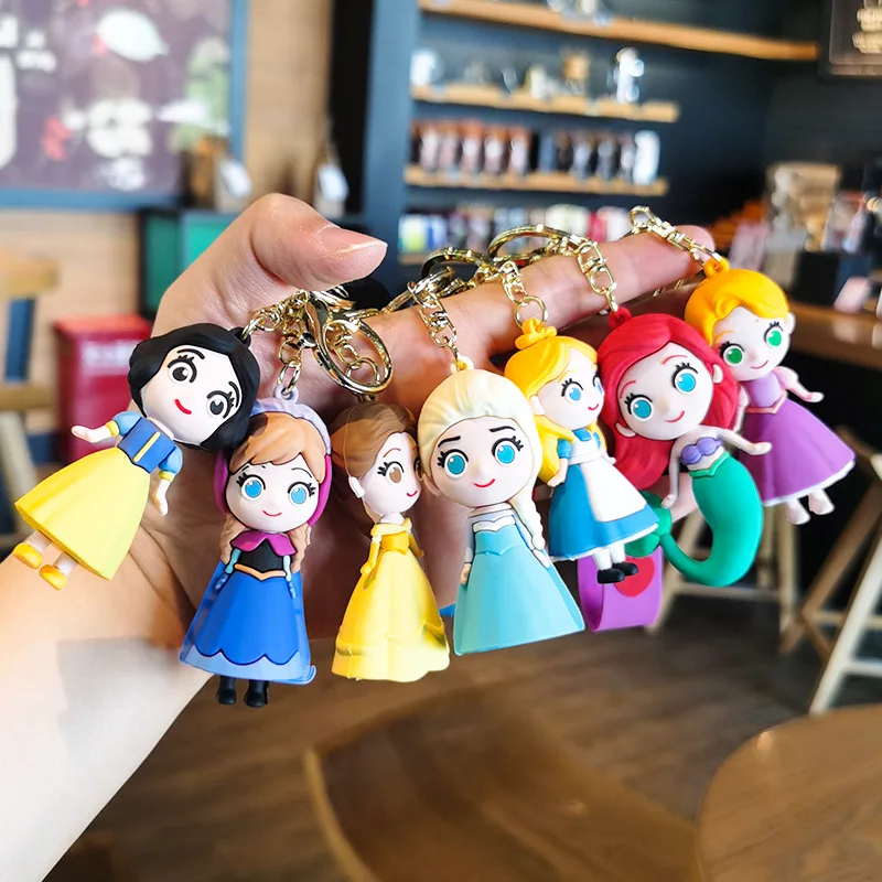 Creative Princess Keychain Lovely Mermaid Alice Snow White Doll Pendant Keyring Kids Girls Schoolbag Pendants Gifts Good Friends