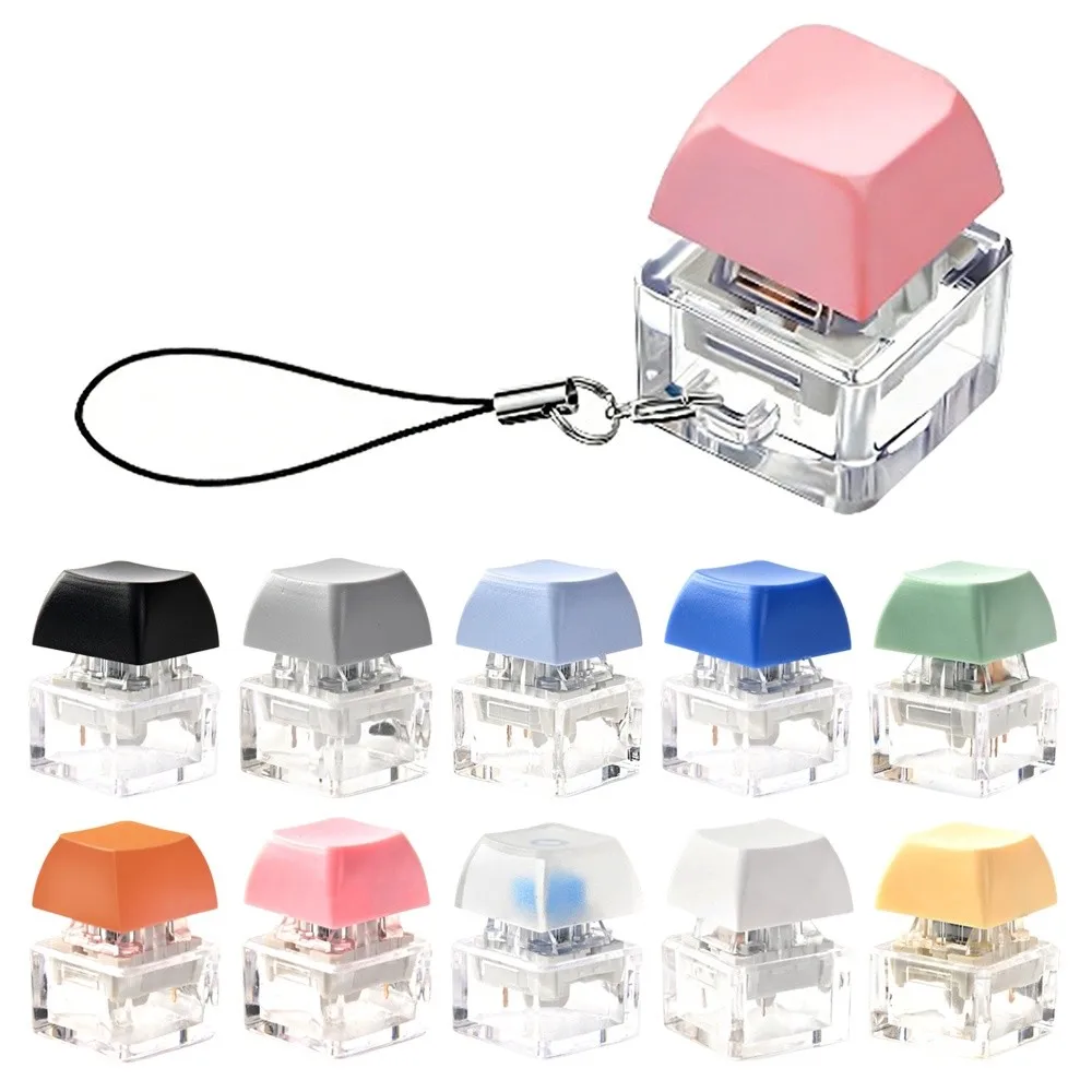 New DIY Keyboard Fidget Keychain No Lights Keys Button Finger Keyboard Caps Keycap Pass The Time Clicker Toy