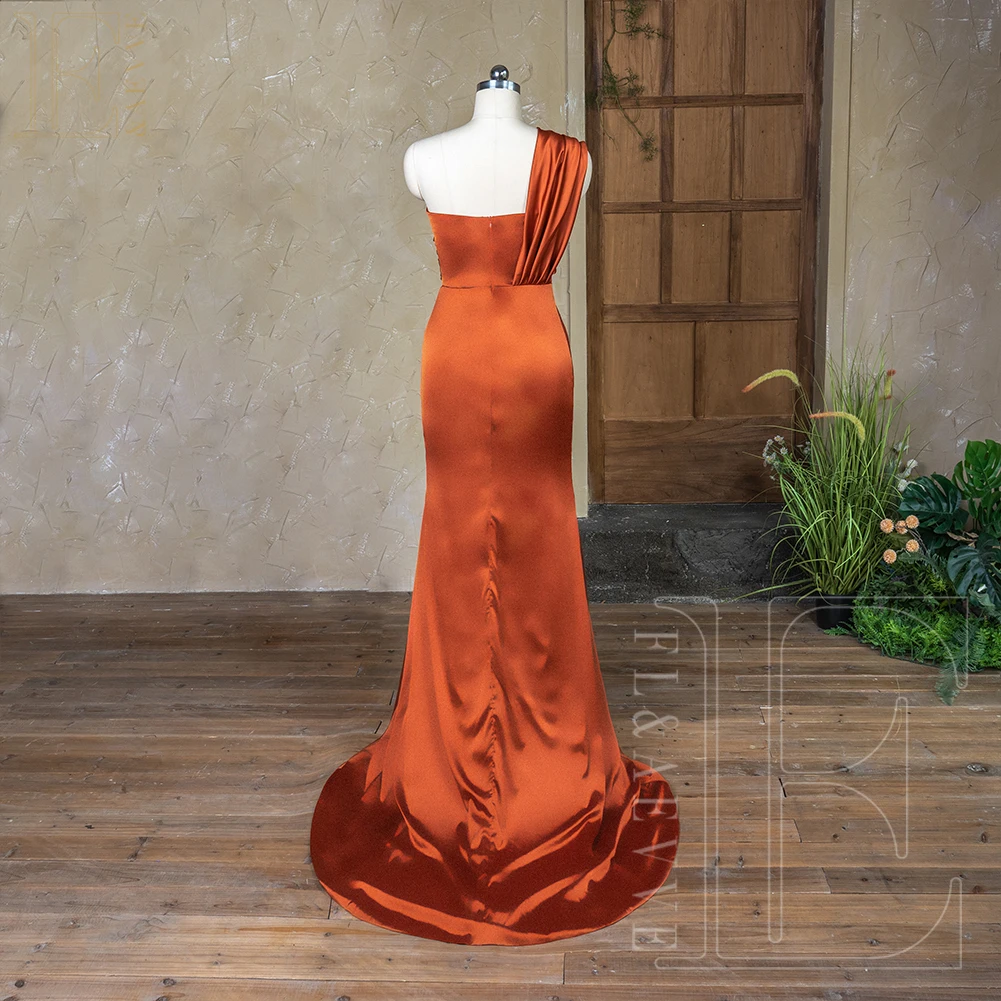 Robe en satin orange brûlé personnalisée, robes de demoiselle d\'honneur, robe de soirée de mariage élégante, invité initié