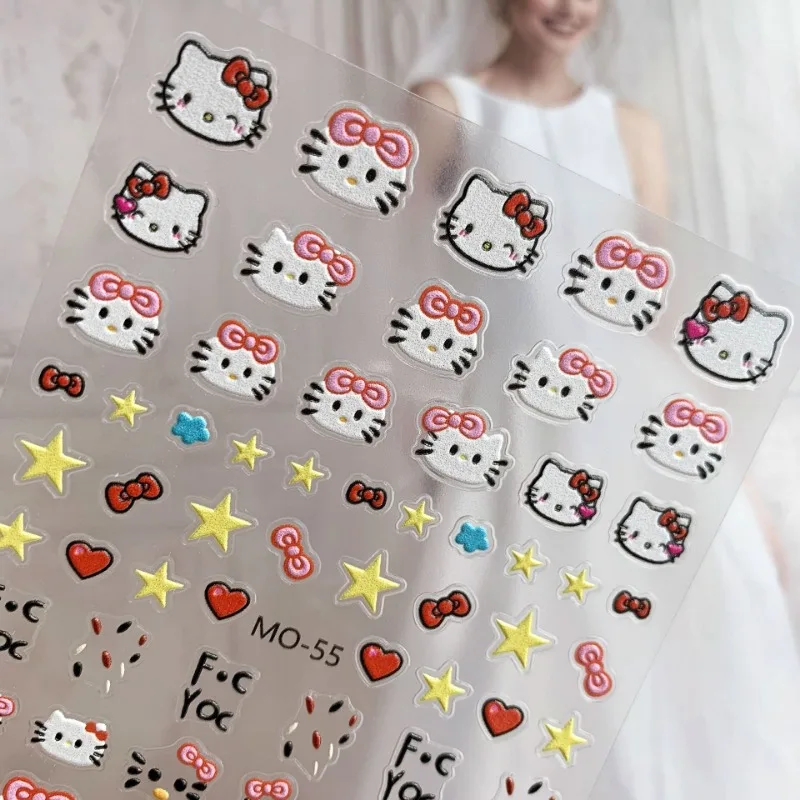 Cartoon Sanrio Nail Sticker Pixel Melody Mosaic Kuromi Anime Stickers Nail Art Decoration DIY Press On Nails