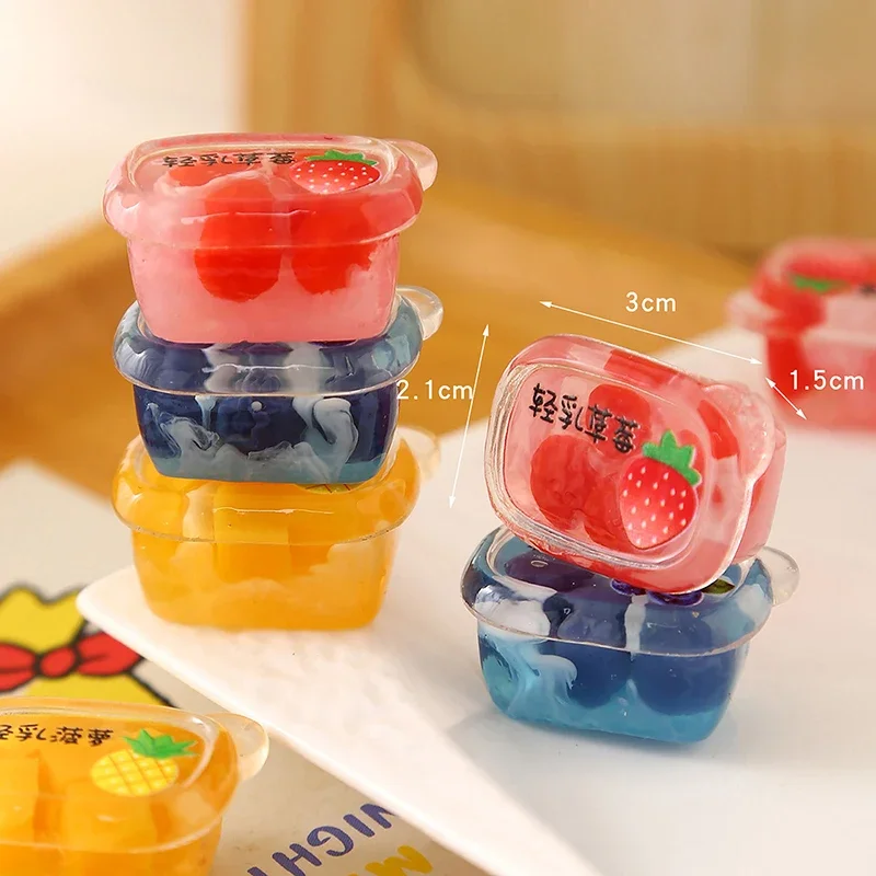 3pcs 인형 집 미니 슈퍼마켓 플라스틱 봉인 된 과일 조합 모델 시뮬레이션 음식 장식