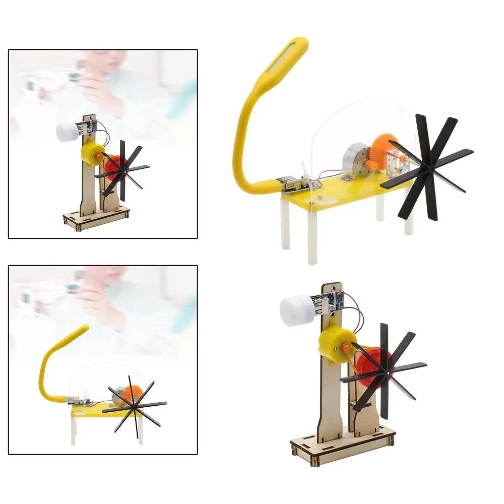 New Developmental Toy Hydroelectric Generate Model Handcrafted Wood Science Experiment Kit DIY Teaching Tool Children