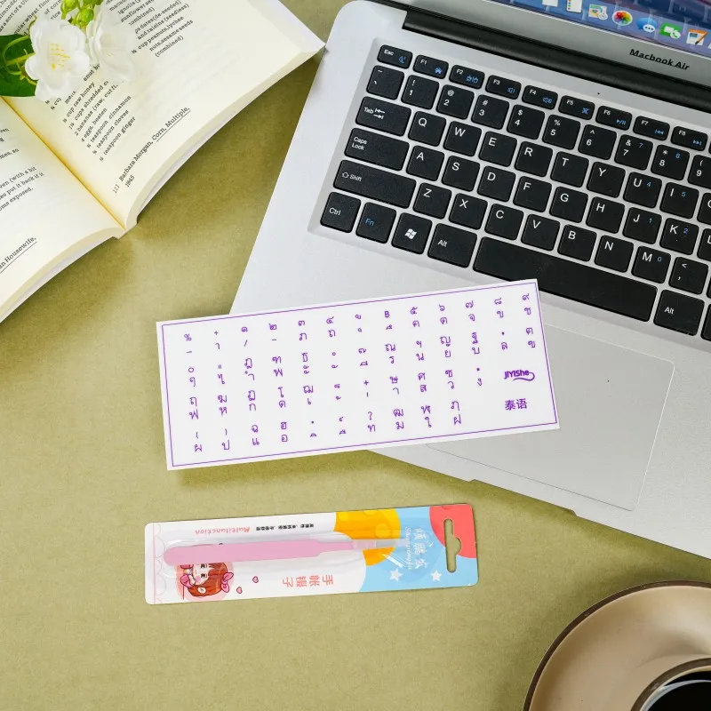 Adesivi per tastiera in lingua tailandese per computer desktop e portatili, adesivo singolo, tipo universale, adesivi trasparenti con incisione laterale