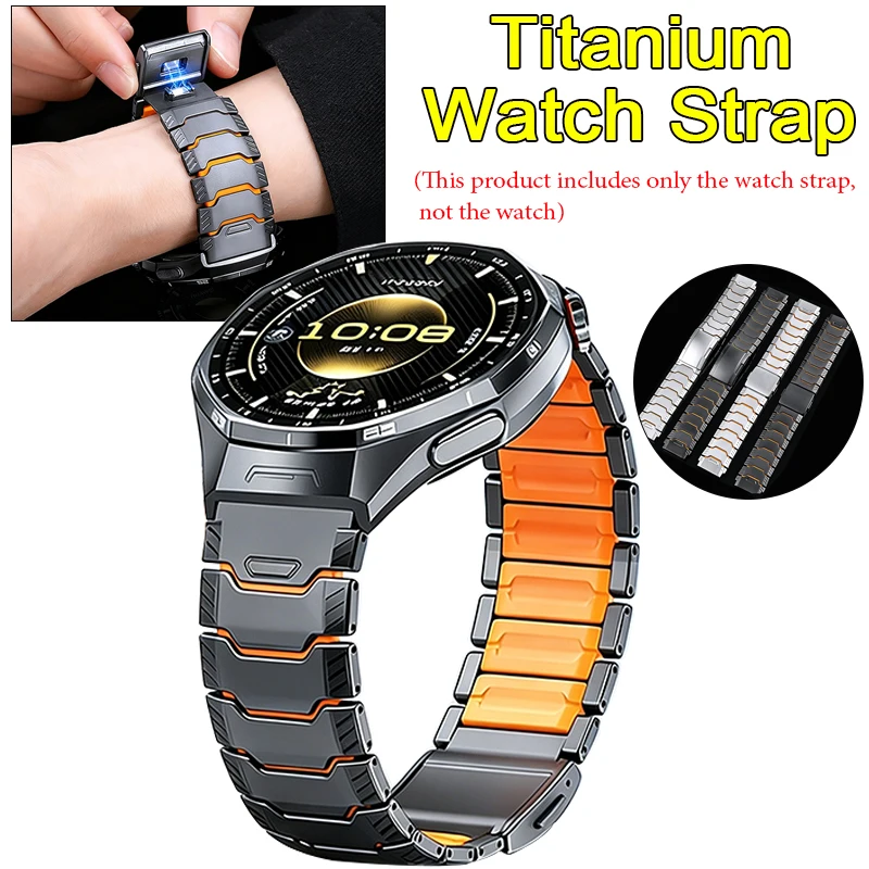 Ремешок из титана и резины 22 мм для Huawei Watch GT6 Pro, GT5 46 мм, 4, 4 Pro, магнитный ремешок для Oneplus Watch 3, 2R, браслет для мужчин Seiko