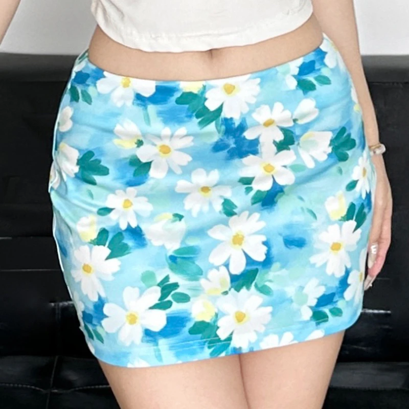 

Spring Small Floral Women's Half-body Skirt Japanese Innocence Sweet Girl Short Package Hip Skirt Hipster Pure Lust Short Skirt