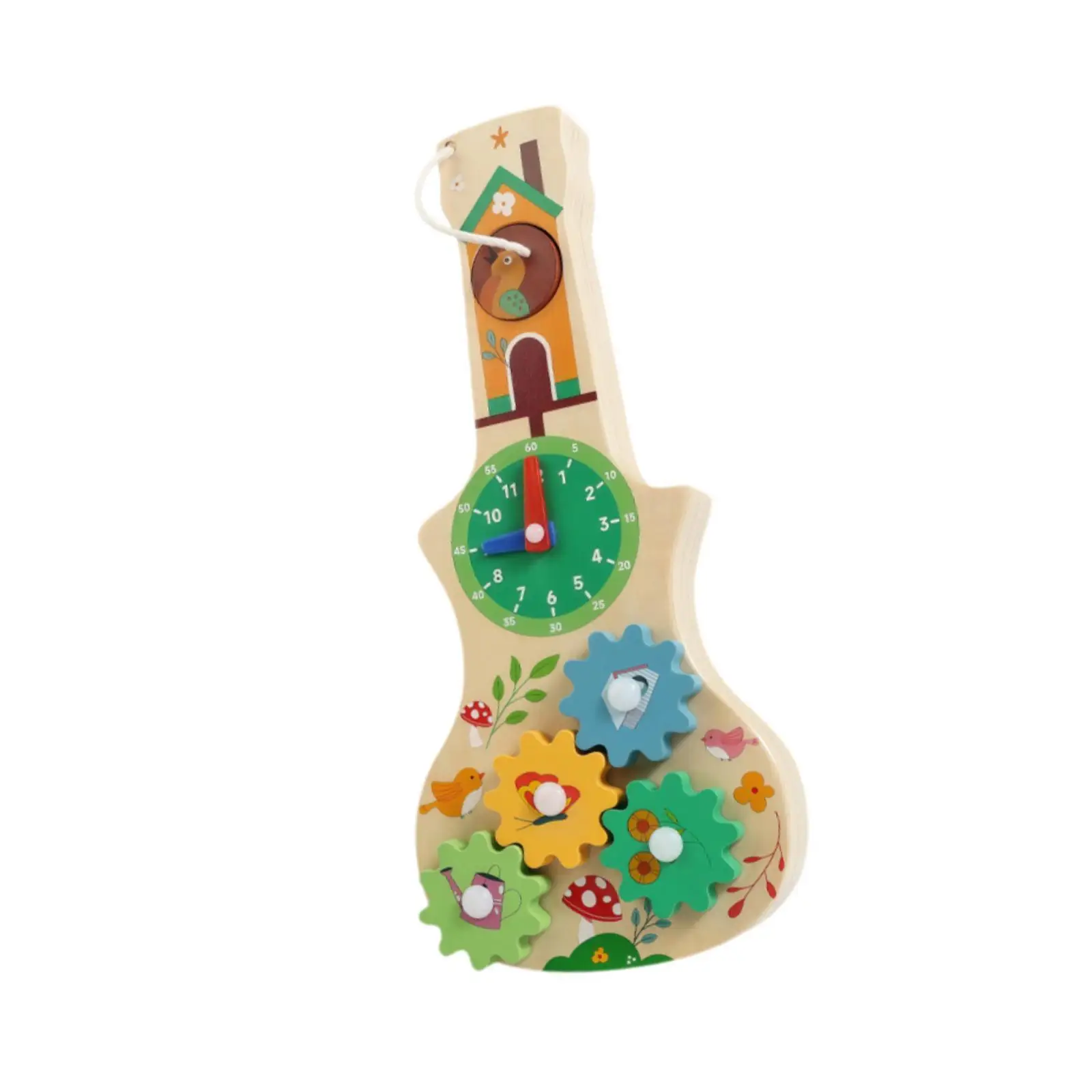 Kids Travel Busy Board Wooden Sensory Activity Toy for Preschool Children with Clock Gears Matching for Cognitive Learning Motor