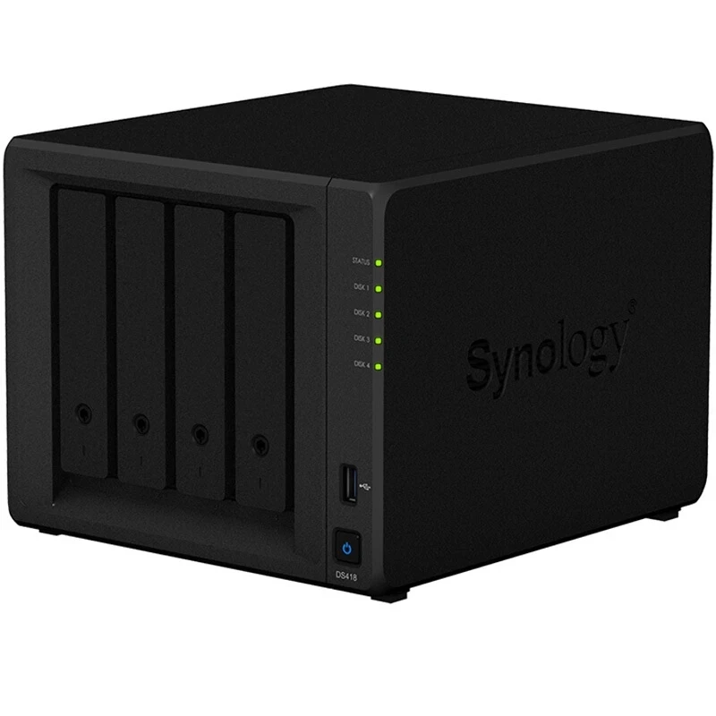 الأصلي Synology DS418 NAS 4 الخلجان DiskStation الضميمة شبكة سحابة التخزين خادم رباعية النواة 1.4GHz 2GB DDR4 (Diskless)