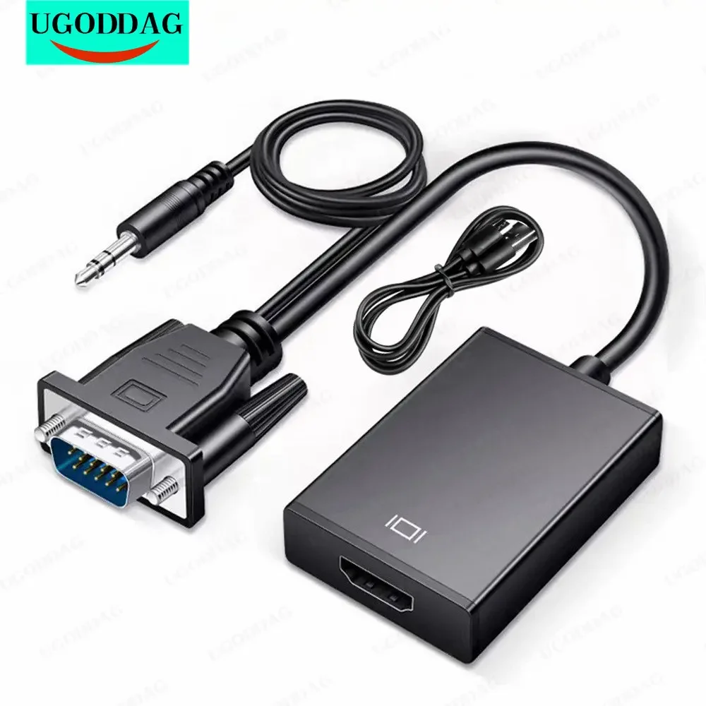 

1080P Full HD VGA to HDMI-compatible Converter Adapter Cable with Audio Output VGA HD Adapter for PC laptop to HDTV Projector