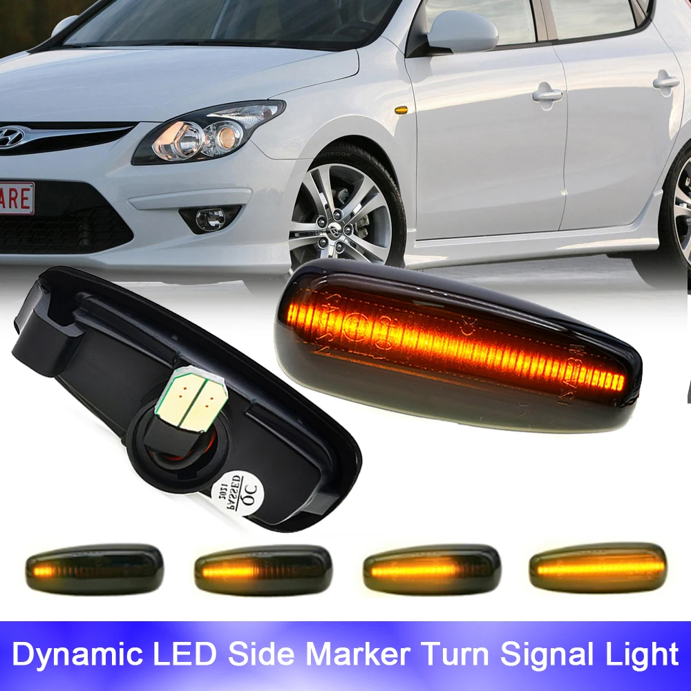 

LED Sequential Blinker Side Marker Fender Lights No Error For Kia Ceed Carens Rondo Rio Hatchback Hyundai Elantra Touring Avante