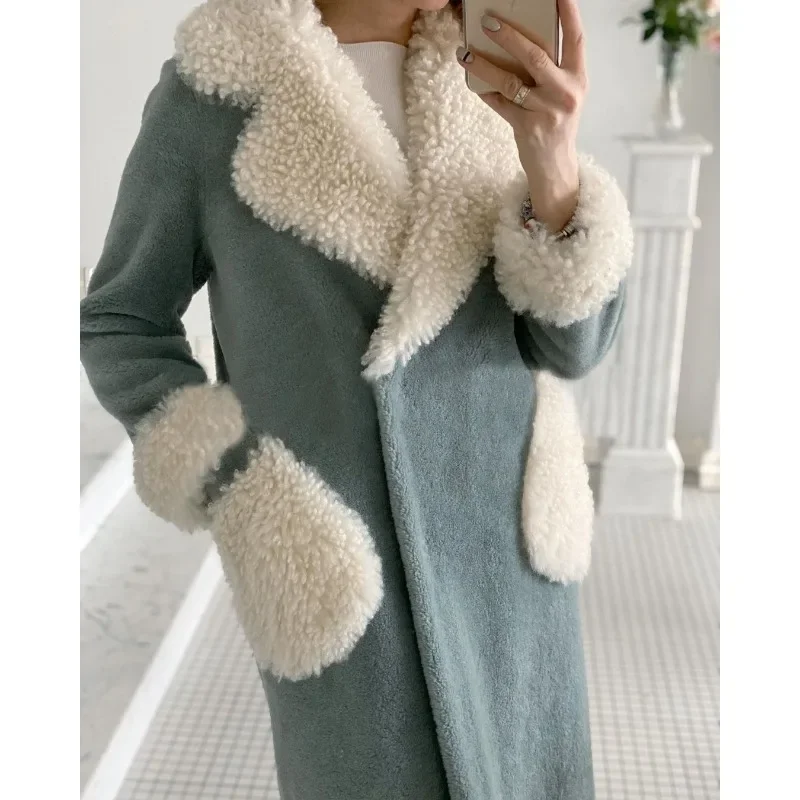 Women Fashion Winter Fur Jacket Elegant Y2K Outdoor Long Overcoat Lady Keep Warm Casual Plush Woolen Cardigan Coat