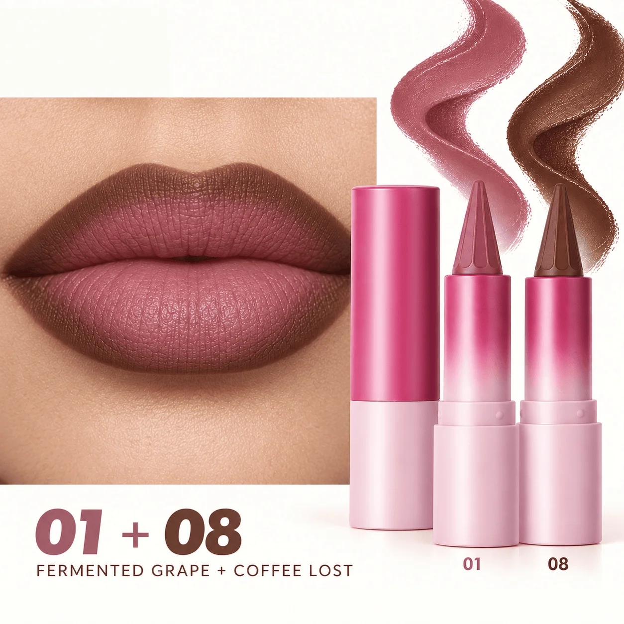 2Pcs Matte Lipstick Set Long Lasting Waterproof Lip Makeup for Women