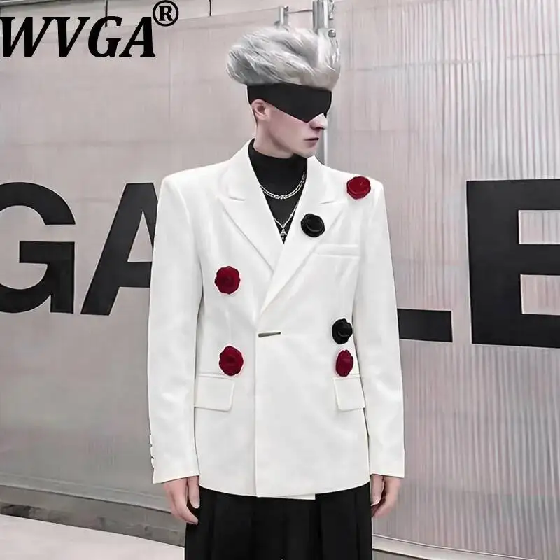 WVGA Spring Autumn New Men's High-End Design Three-Dimensional Rose Blazer Niche Chic Casual Turn-Down Collar Jackets Ins W25389